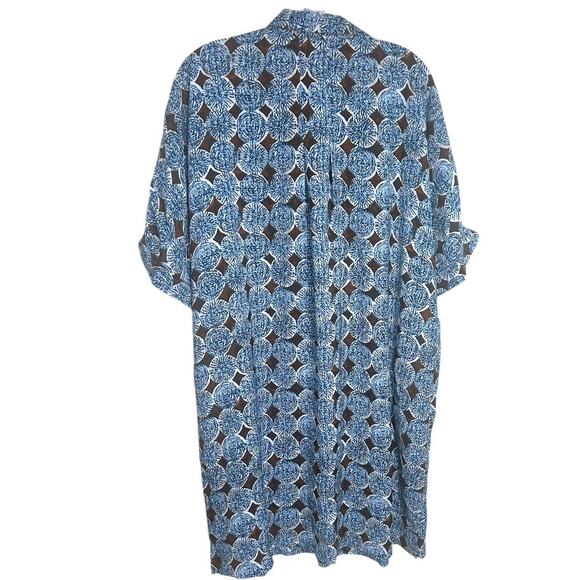 NIC+ZOE Sand Dollar Devon Dress Women's XL Blue Multi Knee Length Pockets NEW - Picture 4 of 9